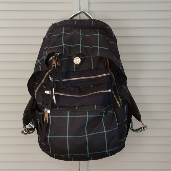 lululemon athletica Black Backpack with Green Grid Pattern - Picture 3 of 14